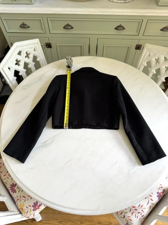 Sandro Cropped Tweed Blazer Black Sz 38 - Picture 8 of 13